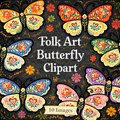 Folk Art Butterflies Clipart