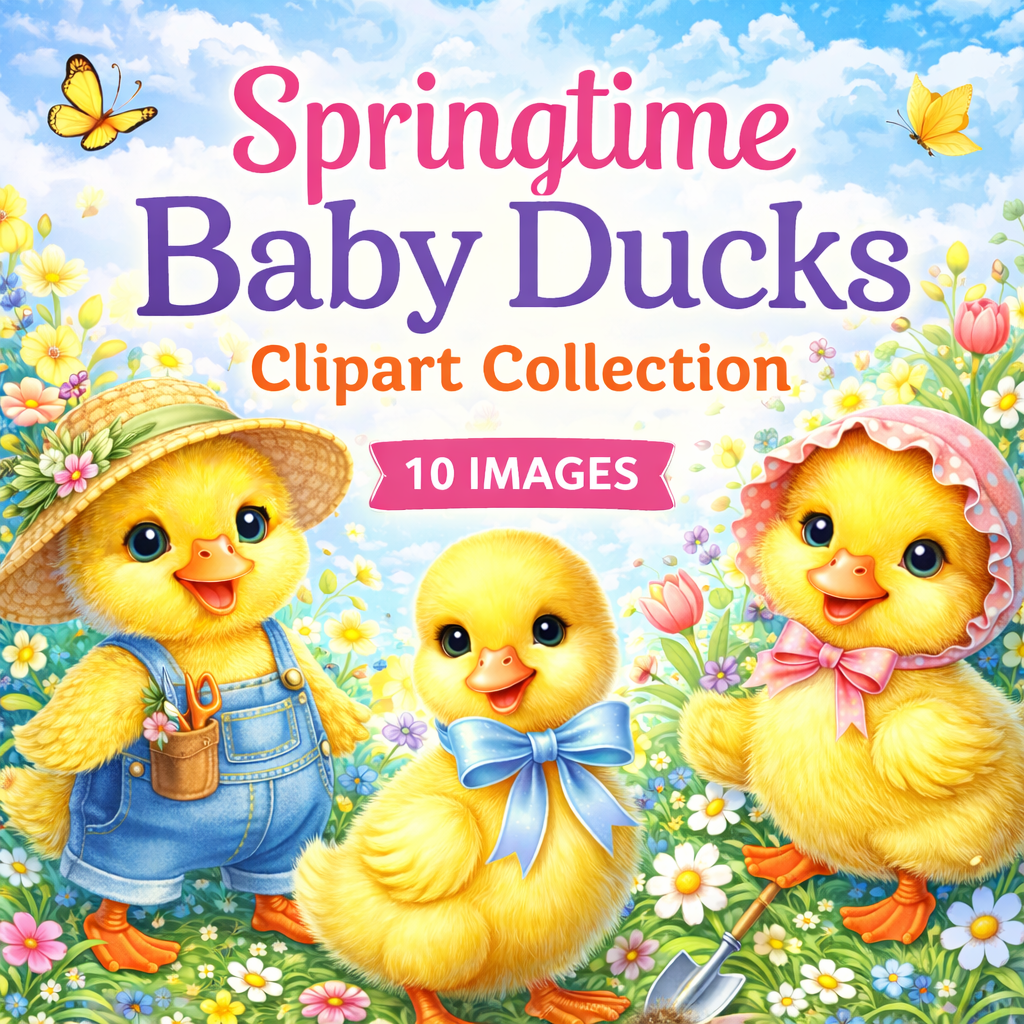 Springtime Baby Ducks Clipart
