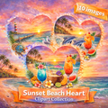 Sunset Beach Heart Clipart