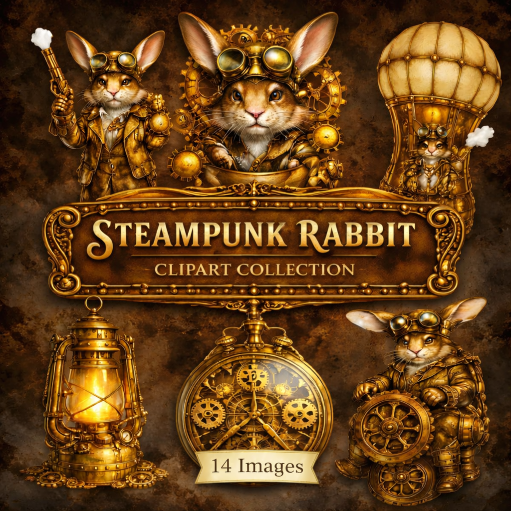 Steampunk Rabbits Clipart