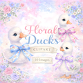Floral Ducks Clipart