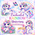 Enchanted Rainbow Unicorns Clipart